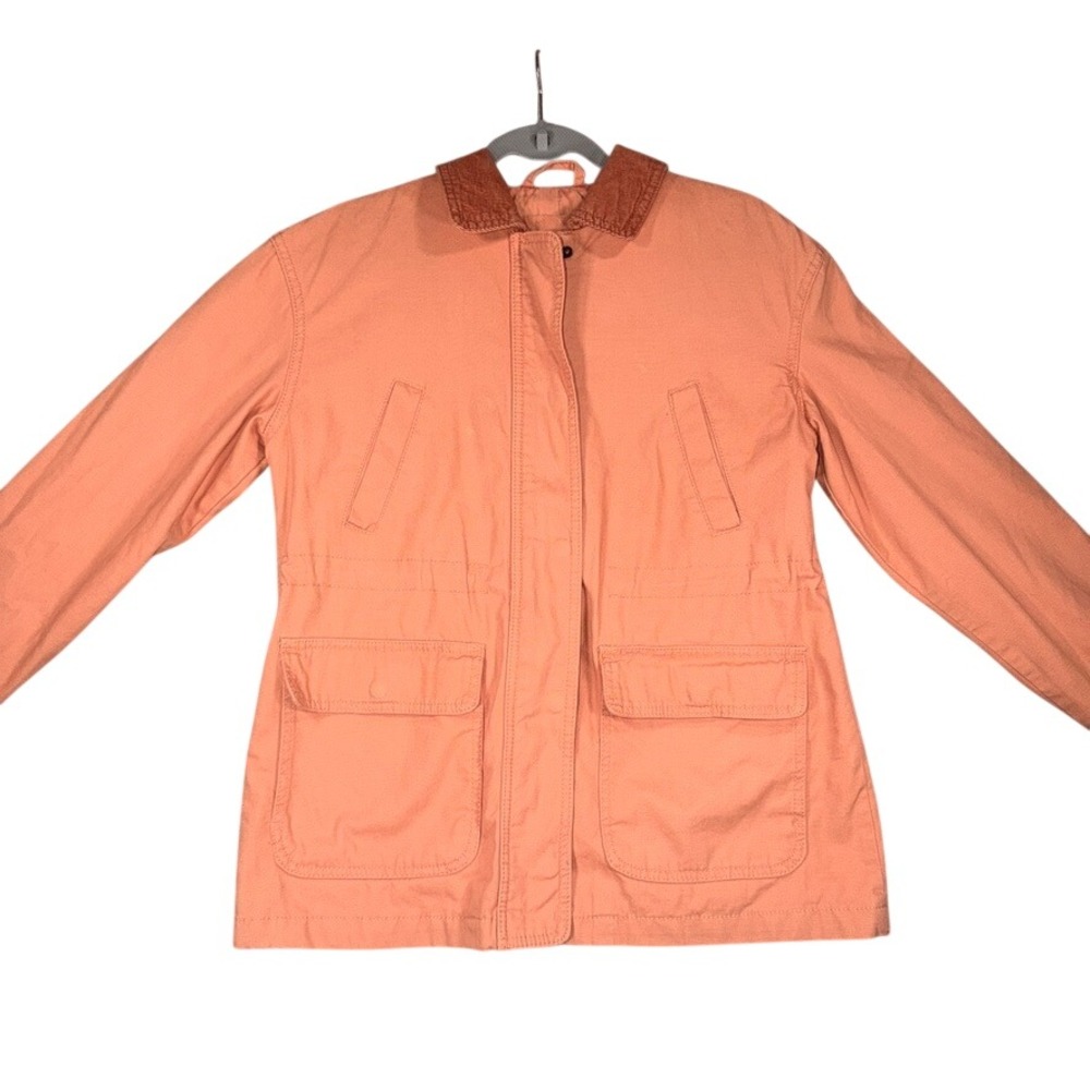Universal Thread Chore Jacket Small Women Orange Corduroy Collar Cotton Canvas